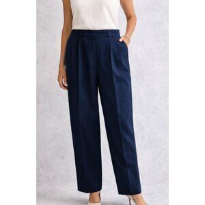 Vintage Jones Wear Wool Navy Blue Pleated Lined Trousers Size 16